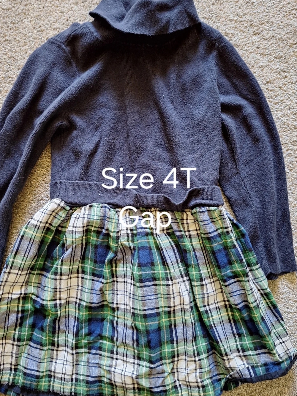 GAP Navy Knit Top with Green & Blue Plaid Skirt